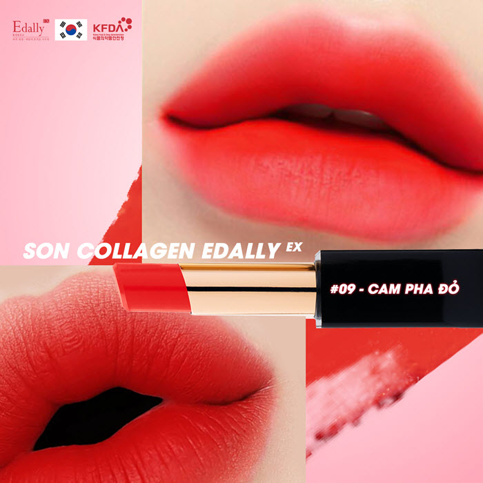 Son môi collagen Edally số #09 - Cam Đỏ
