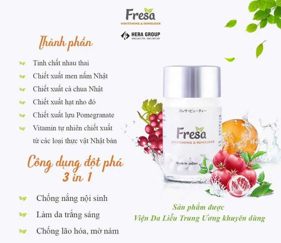 Viên uống trắng da chống nắng Fresa giá bao nhiêu