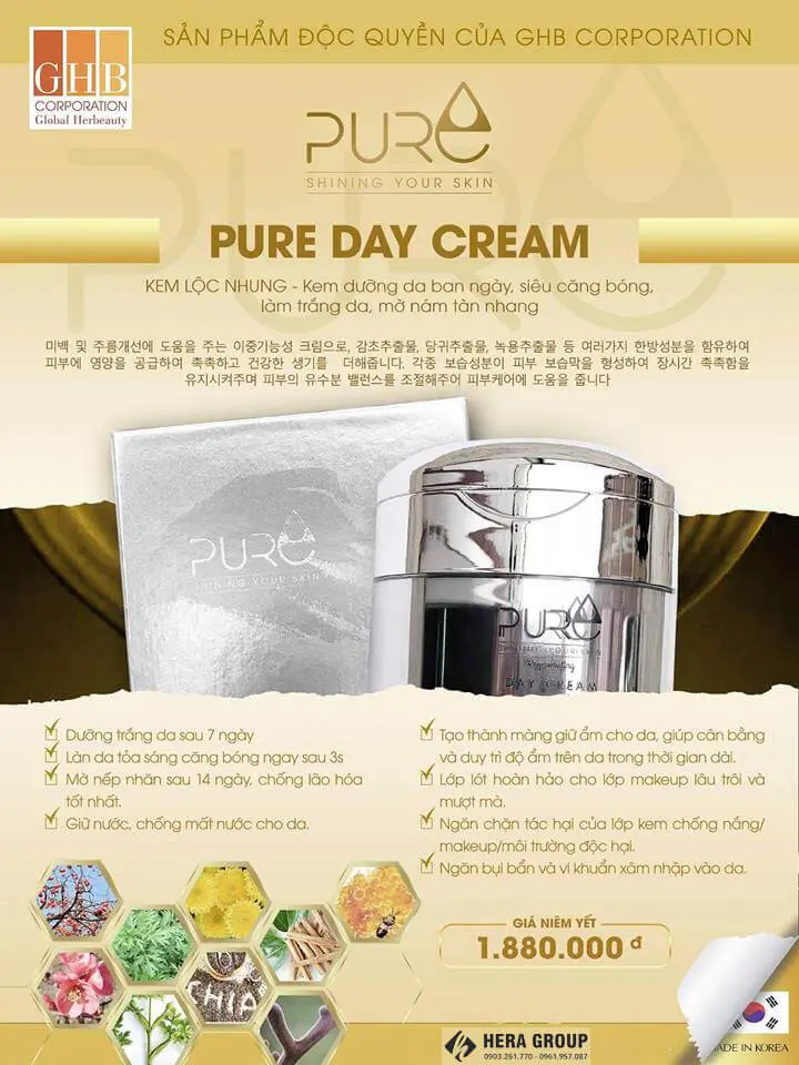 Kem dưỡng da Lộc Nhung Pure Day Cream có tốt không