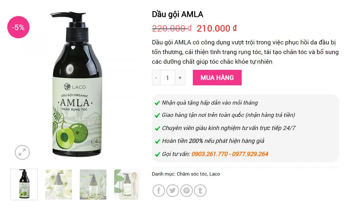 Dầu gội AMLA giá bao nhiêu?