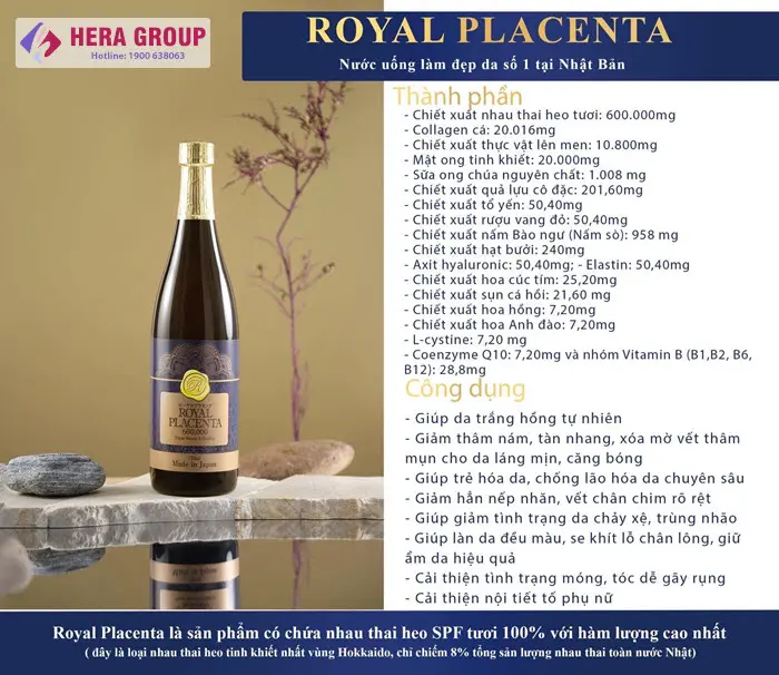 Công dụng Nước uống đẹp da Royal Placenta 600.000 Nhật Bản