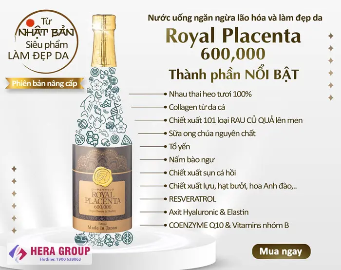 Thành phần Nước uống đẹp da Royal Placenta 600.000 Nhật Bản