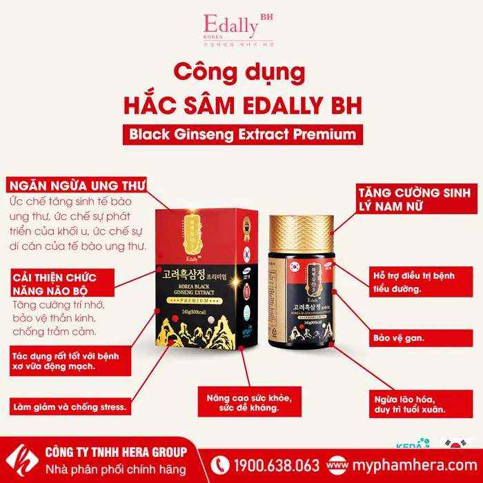 Công dụng Hắc Sâm Edally BH Hàn Quốc