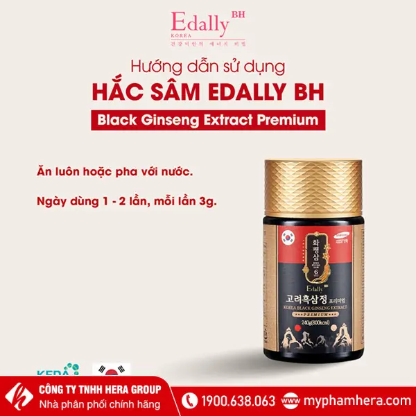 Hướng dẫn sử dụng Hắc Sâm Edally BH Hàn Quốc