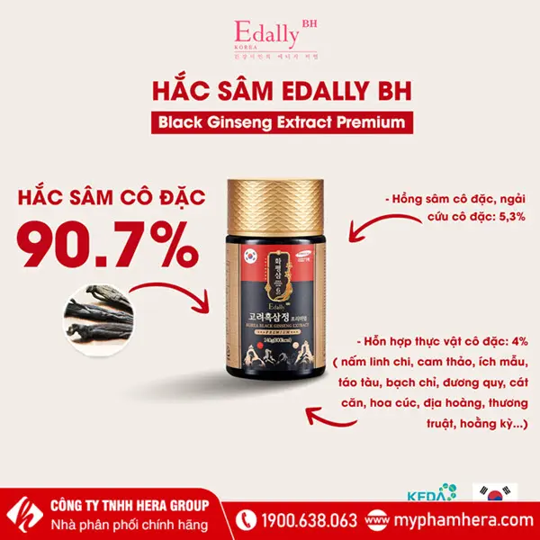 Thành phần Hắc Sâm Edally BH Hàn Quốc