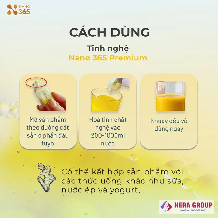 Cách dùng Tinh nghệ nano 365 Premium Hàn Quốc 32 tuýp