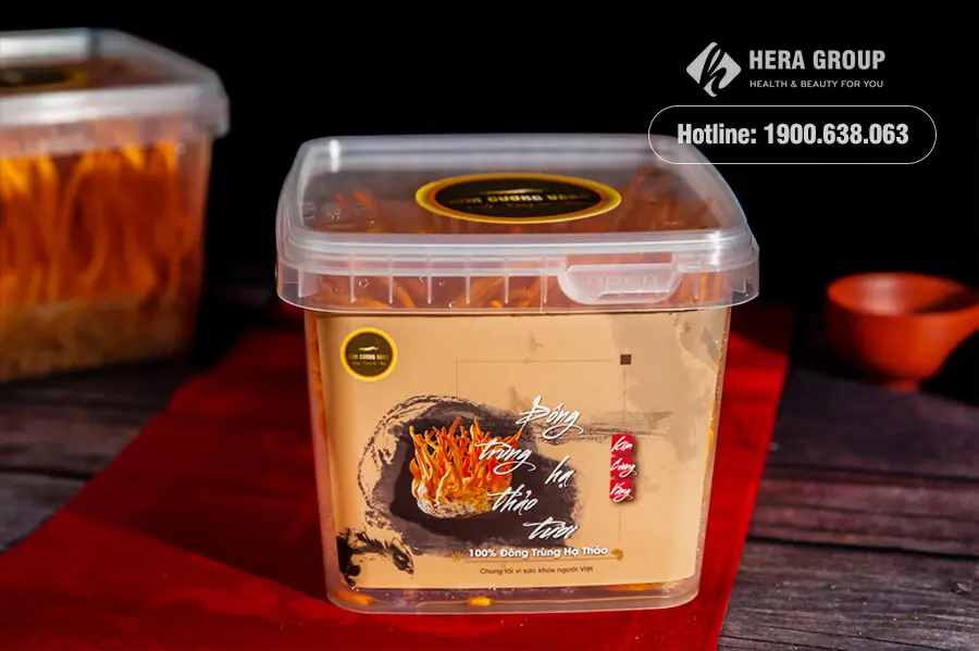 đông trùng hạ thảo tươi kim cương vàng hộp 150gram myphamhera.com