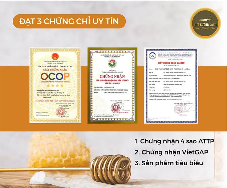 giấy chứng nhận đông trùng hạ thảo kim cương vàng myphamhera.com