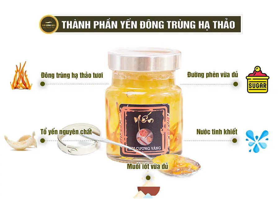 thành phần yến đông trùng hạ thảo kim cương vàng myphamhera.com