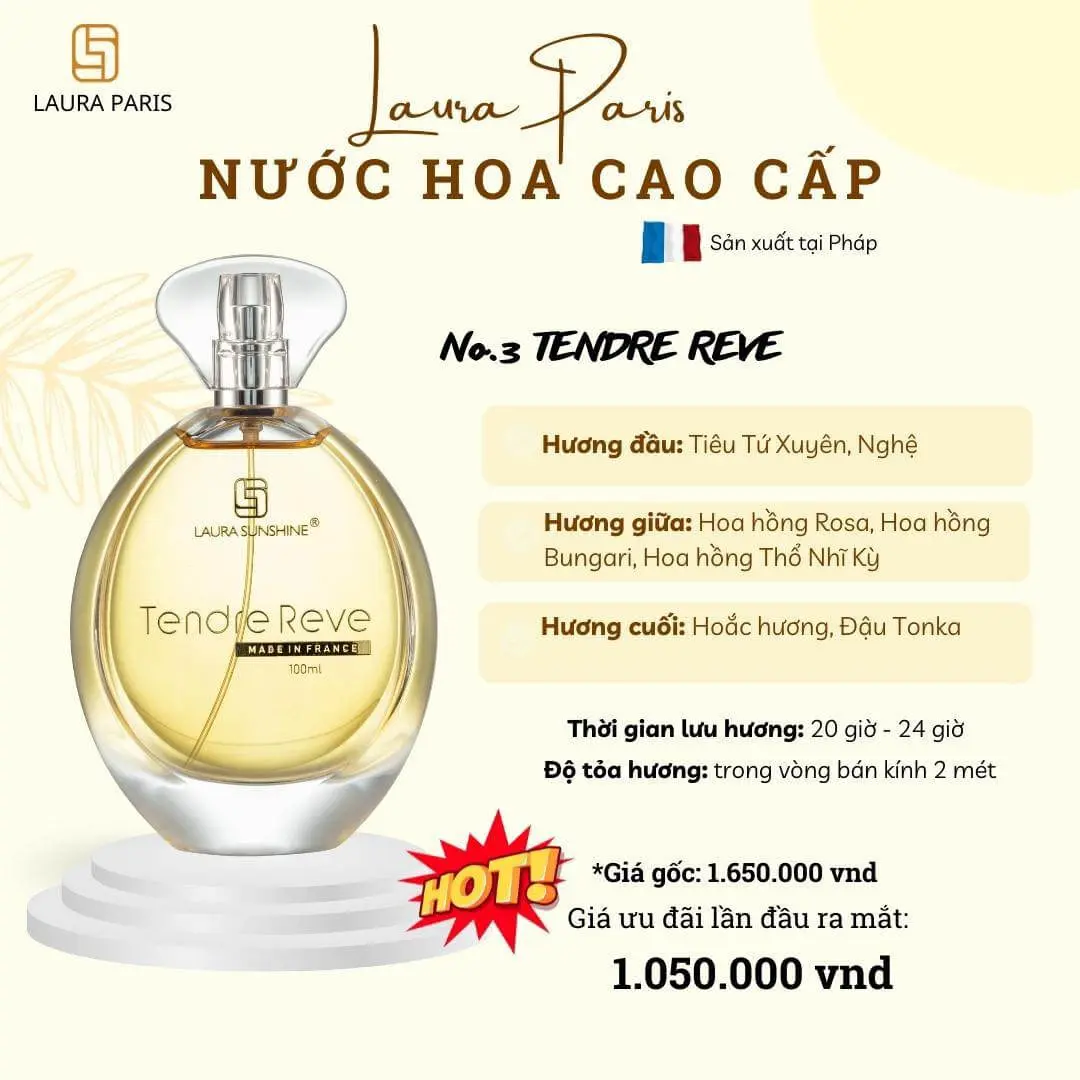 khuyến mãi nước hoa nhật kim anh dành cho nữ tendre reve laura paris no3 myphamhera.com