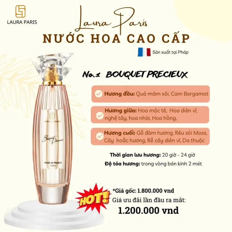 khuyến mãi nước hoa nữ Bouquet Precieux Laura Paris No1 - Nhật Kim Anh