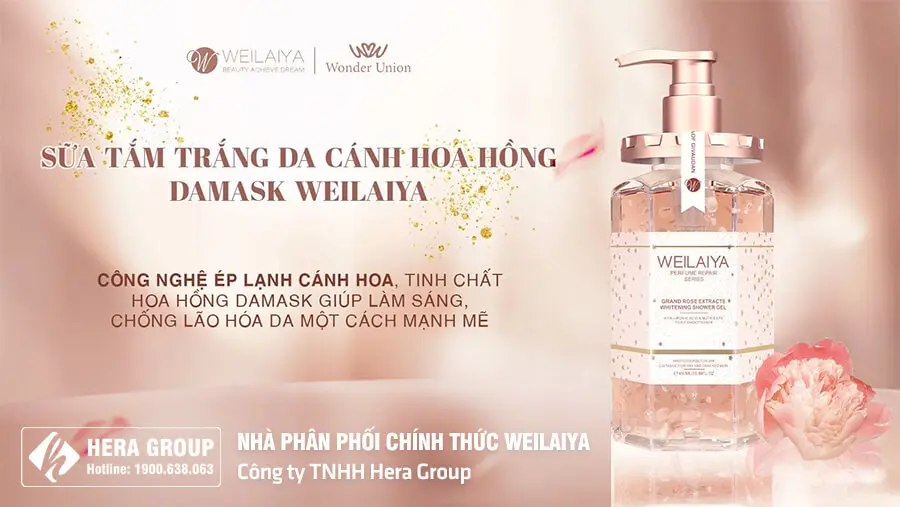 sữa tắm trắng da cánh hoa hồng damask weilaiya myphamhera.com