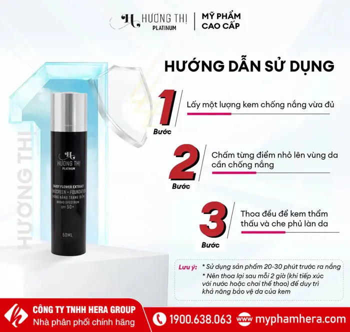 Hướng dẫn sử dụng Kem chống nắng trang điểm Hương Thị 50ml