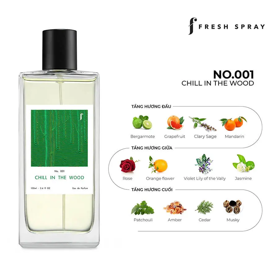 Nguyên liệu Nước hoa F Fresh Spray No.001 - Chill in the Wood