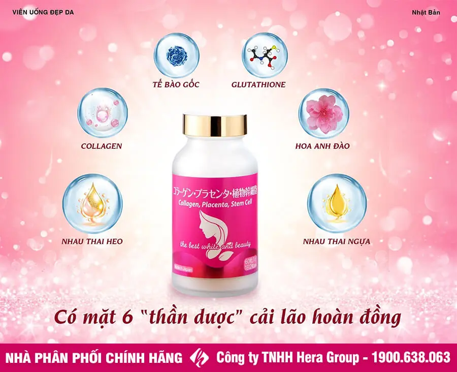 thành phần viên uống tế bào gốc collagen placenta stem cell nhật bản myphamhera.com