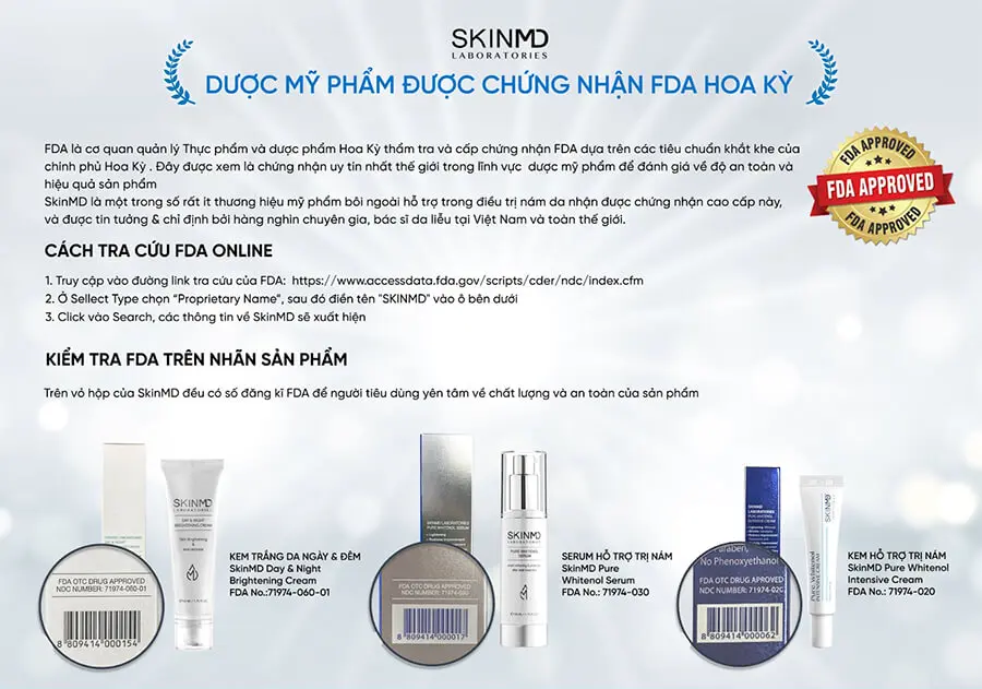 chứng nhận FDA skin md myphamhera.com