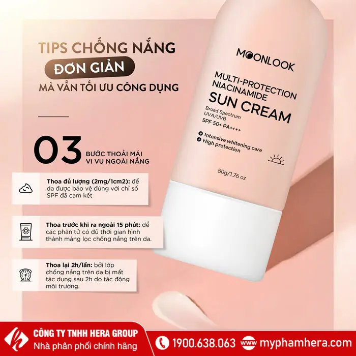 Cách sử dụng Kem chống nắng dưỡng trắng da MoonLook Hàn Quốc