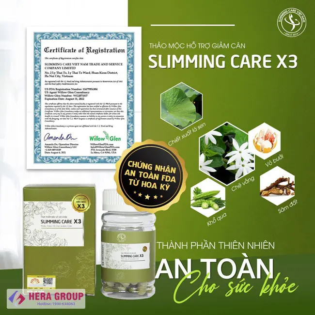 Chứng nhận Viên thảo mộc giảm cân Slimming Care X3