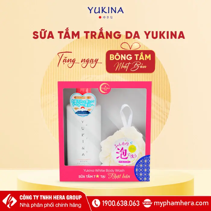 Quà tặng Sữa tắm trắng da Yukina Nhật Bản