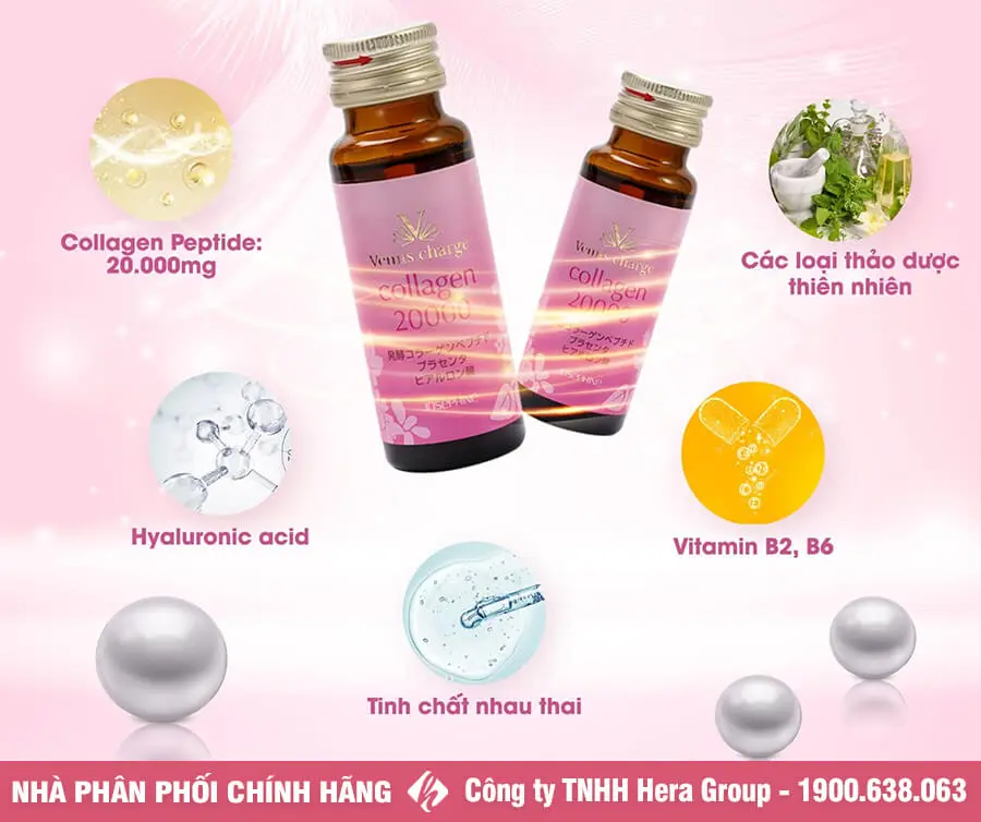 thành phần nước uống collagen venus charge 20.000mg myphamhera.com