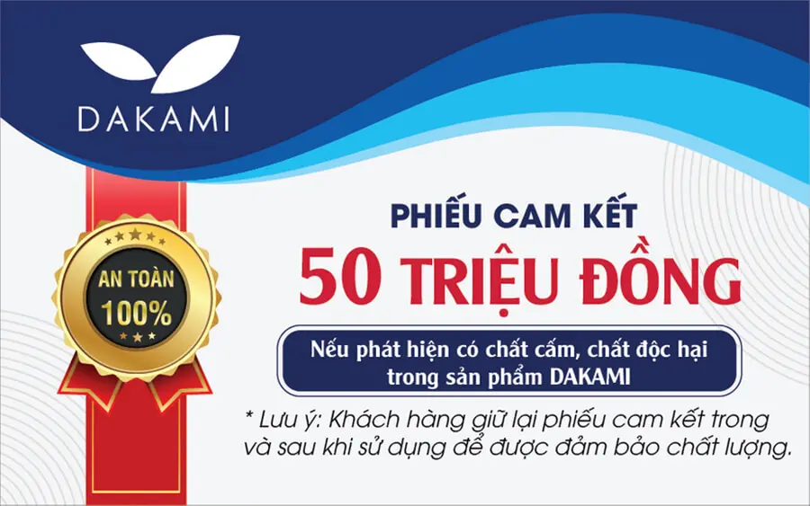 phiếu cam kết Kem DAKAMI 2 chính hãng myphamhera.com