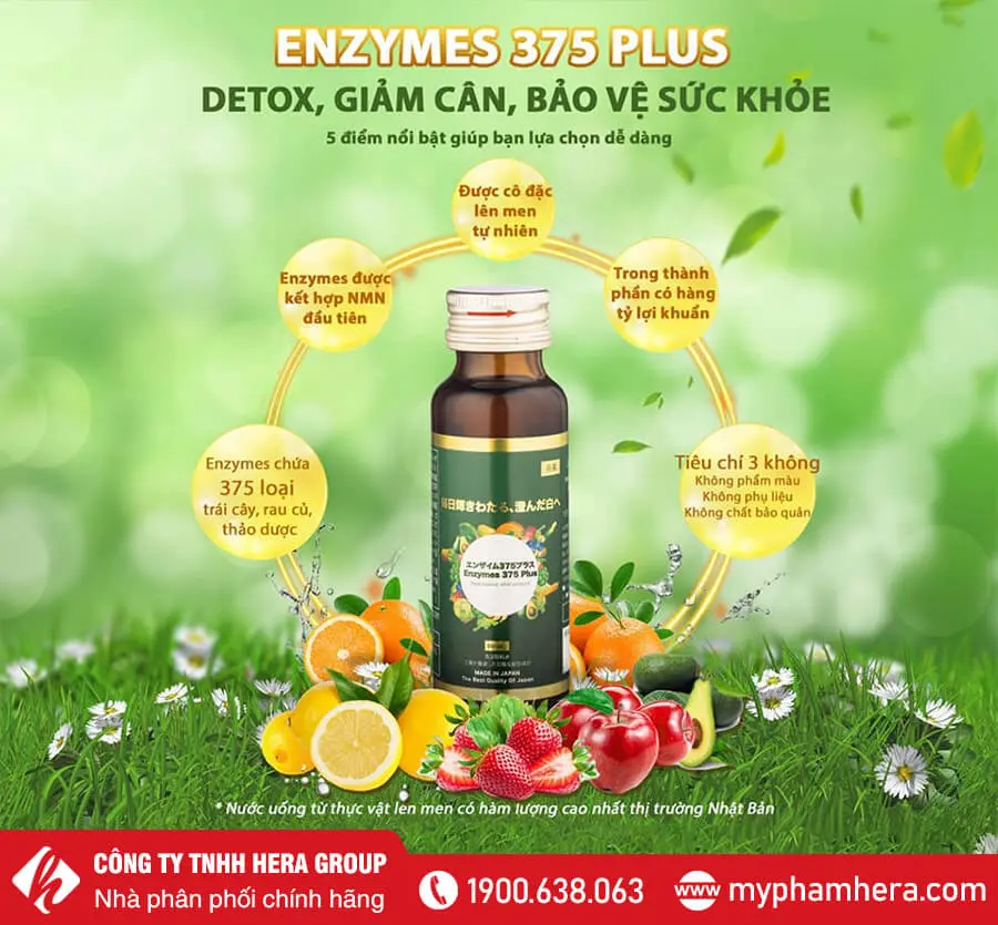 thành phần nước uống enzymes 375 plus chính hãng myphamhera.com