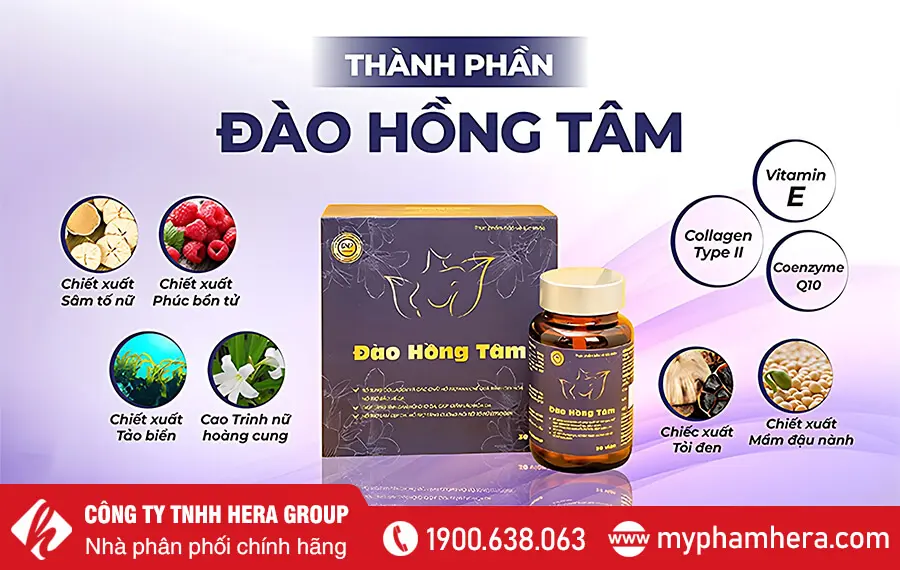 thành phần viên uống Đào Hồng Tâm chính hãng myphamhera.com