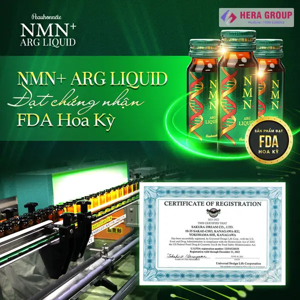 Chứng nhận FDA nước uống NMN+ Arg Liquid Peauhonnete