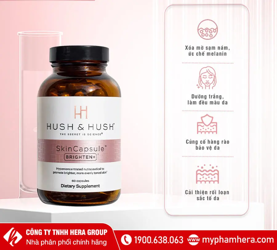 công dụng viên uống trắng da Hush & Hush Skincapsule Brighten+ myphamhera.com