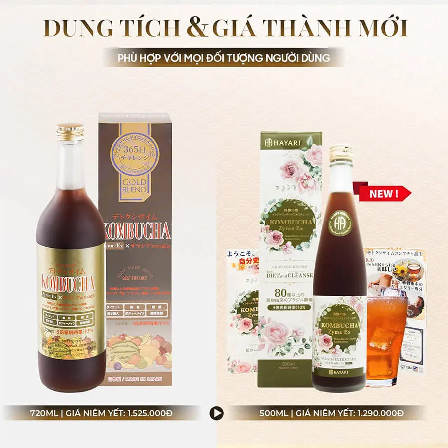 men ­Detox Kombucha Zyme EX mẫu mới