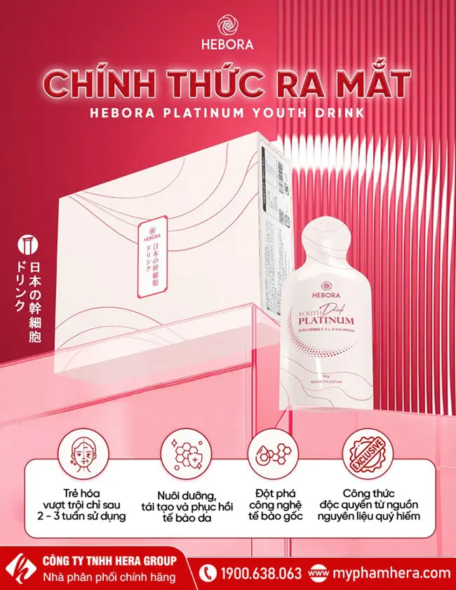 Nước uống tế bào gốc Hebora Platinum Youth Drink Nhật Bản