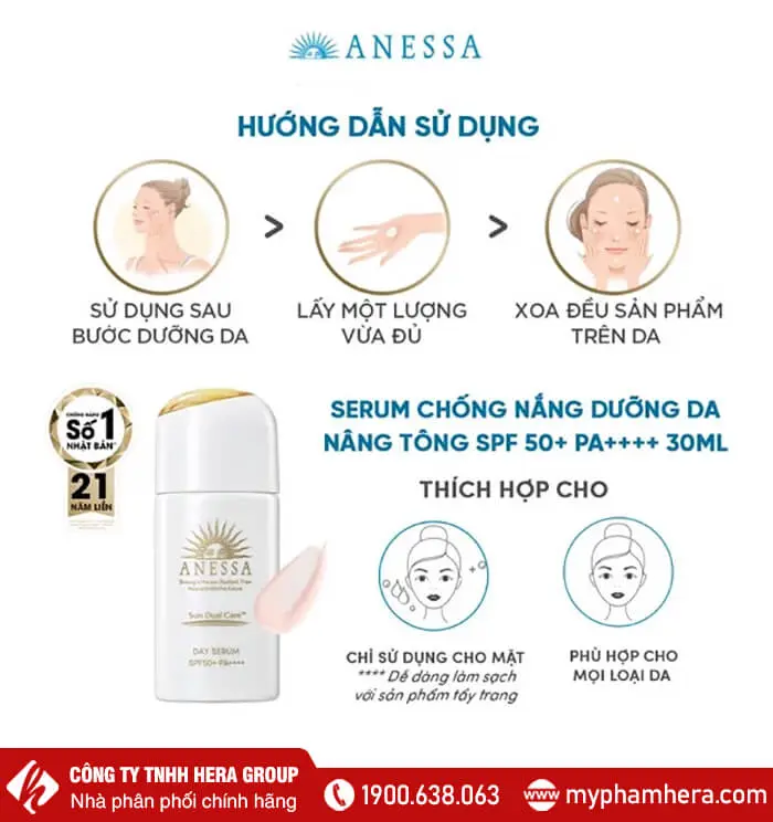 serum chống nắng dưỡng da nâng tông anessa day 30ml myphamhera.com