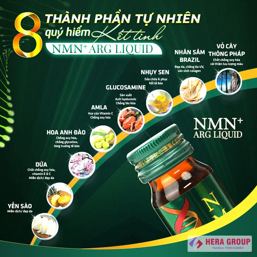 Thành phần nước uống NMN+ Arg Liquid Peauhonnete