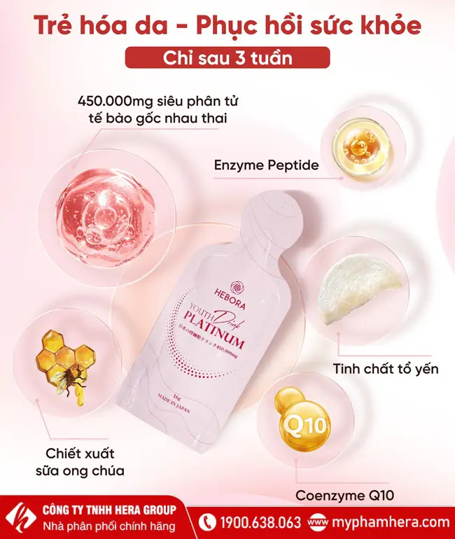 Thành phần Nước uống tế bào gốc Hebora Platinum Youth Drink