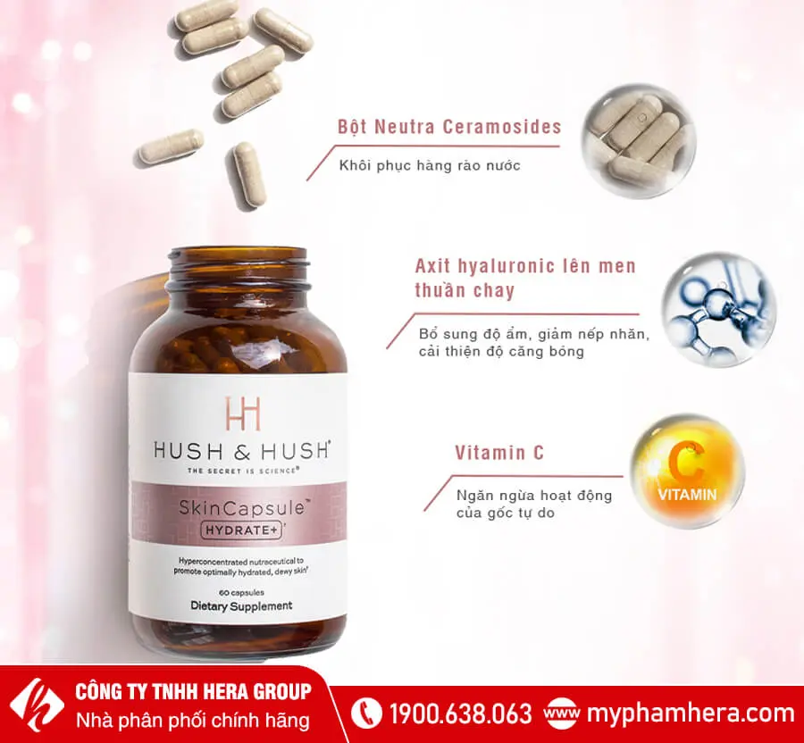 thành phần viên uống cấp nước Hush & Hush SkinCapsule Hydrate myphamhera.com