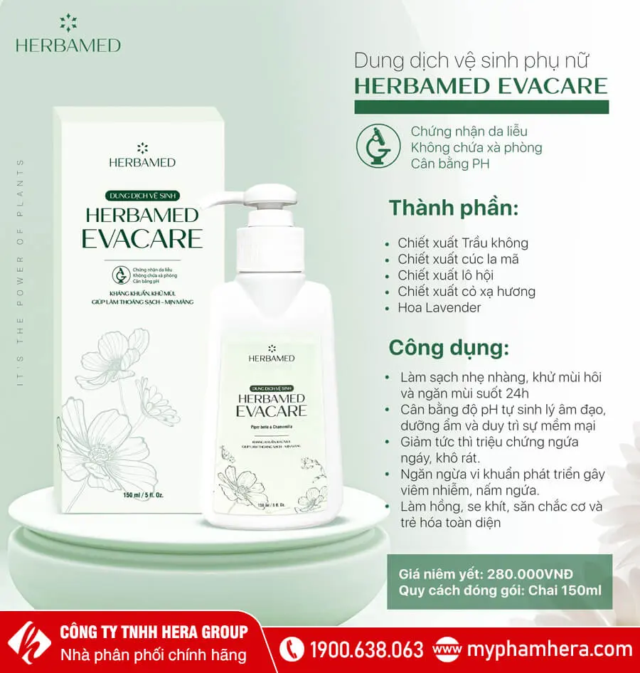 dung dịch vệ sinh phụ nữ Herbamed Evacare myphamhera.com