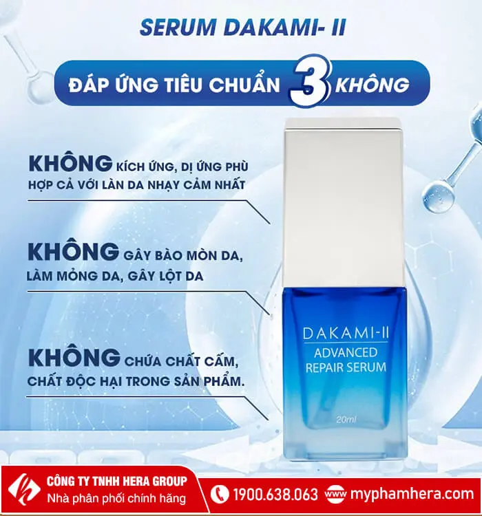 serum dưỡng da dakami ii hỗ trợ mờ thâm giảm nám phục hồi da công nghệ myphamhera.com