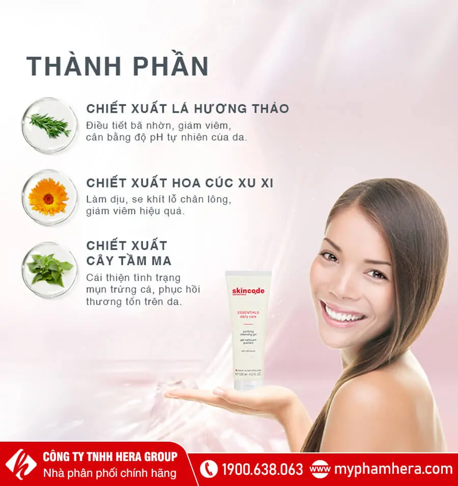 thành phần gel rữa mặt sạch sâu và tinh khiết làn da myphamhera.com