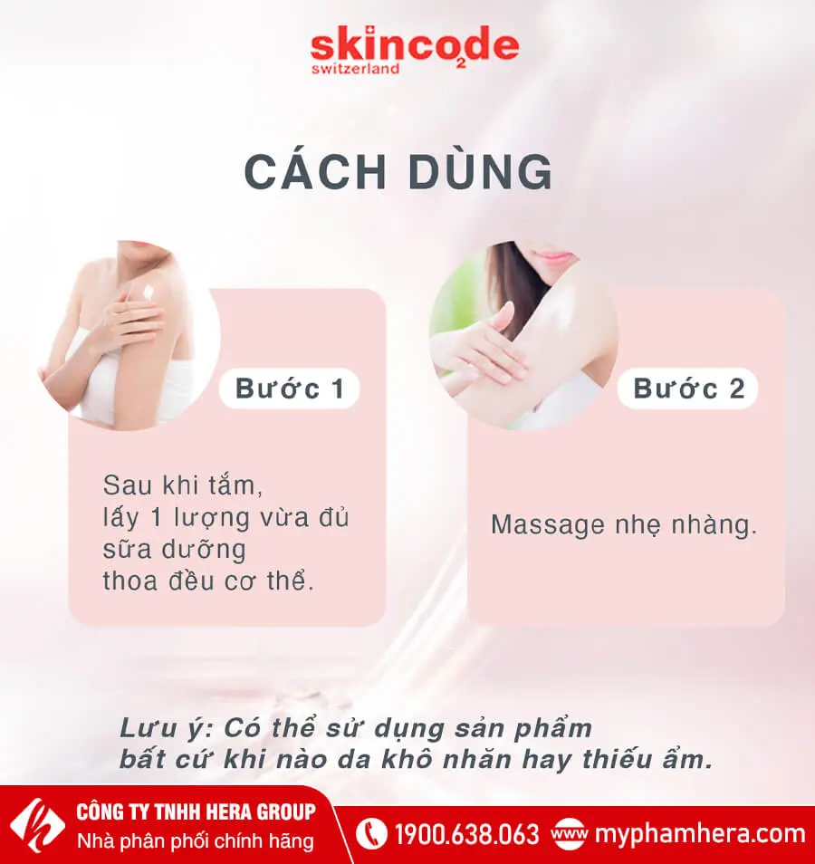 cách dùng dưỡng thể body 24h skincode myphamhera.com