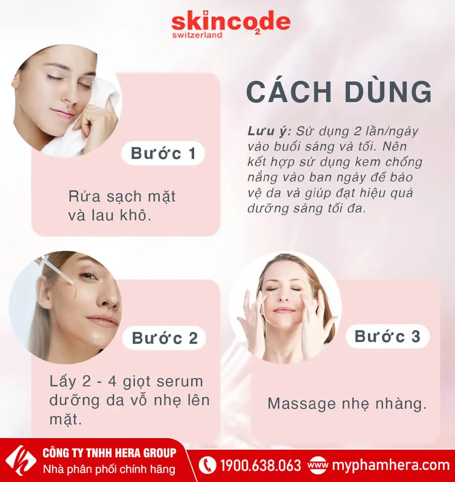 cách dùng huyết thanh dưỡng trắng giảm nám skincode myphamhera.com