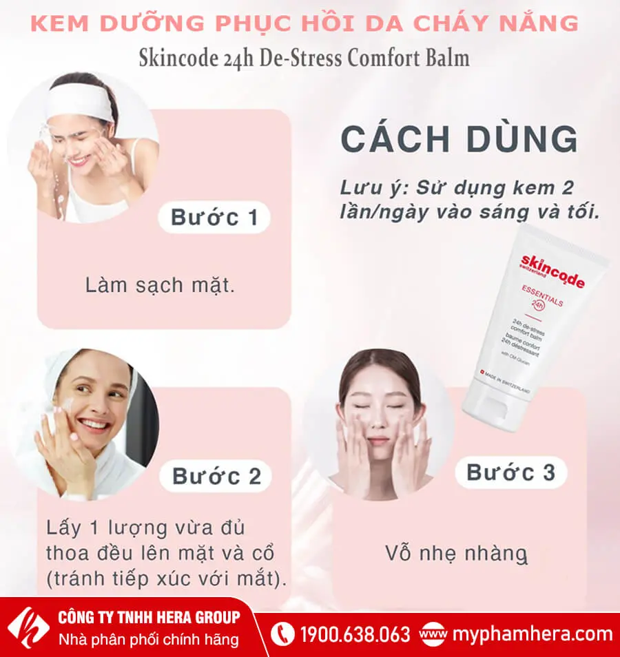 cách dùng kem giảm stress tái tạo năng lượng nuôi dưỡng da 24h skincode myphamhera.com