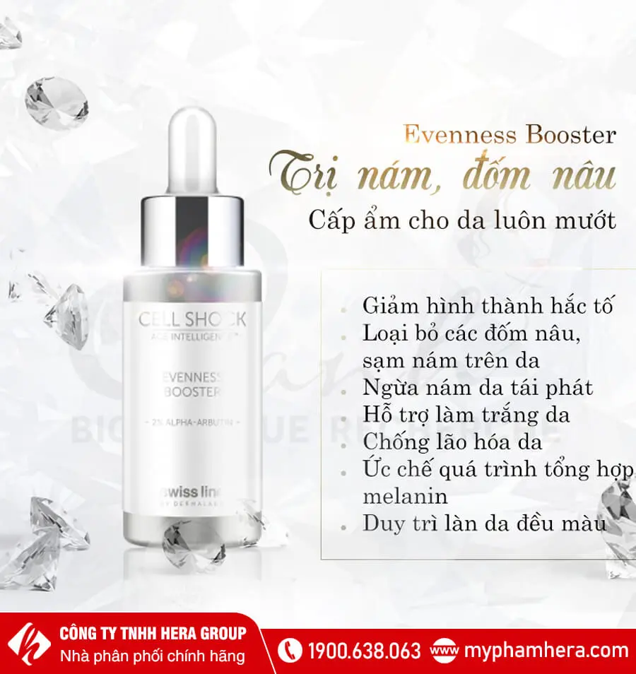 booster giảm đốm nâu dưỡng trắng swissline myphamhera.com