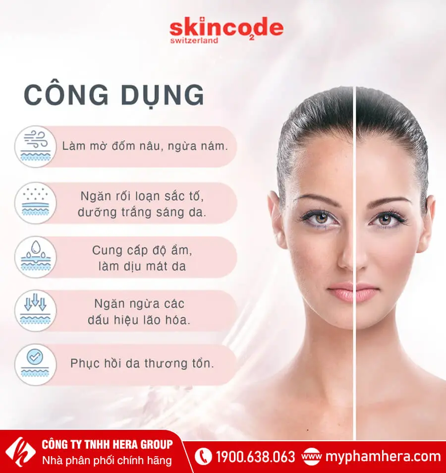 công dụng huyết thanh dưỡng trắng giảm nám skincode myphamhera.com