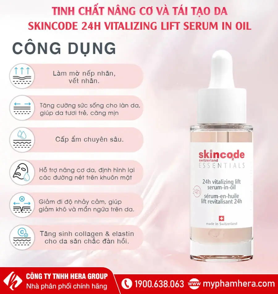 công dụng huyết thanh nâng cơ phục hồi năng lượng tái tạo da skincode myphamhera.com