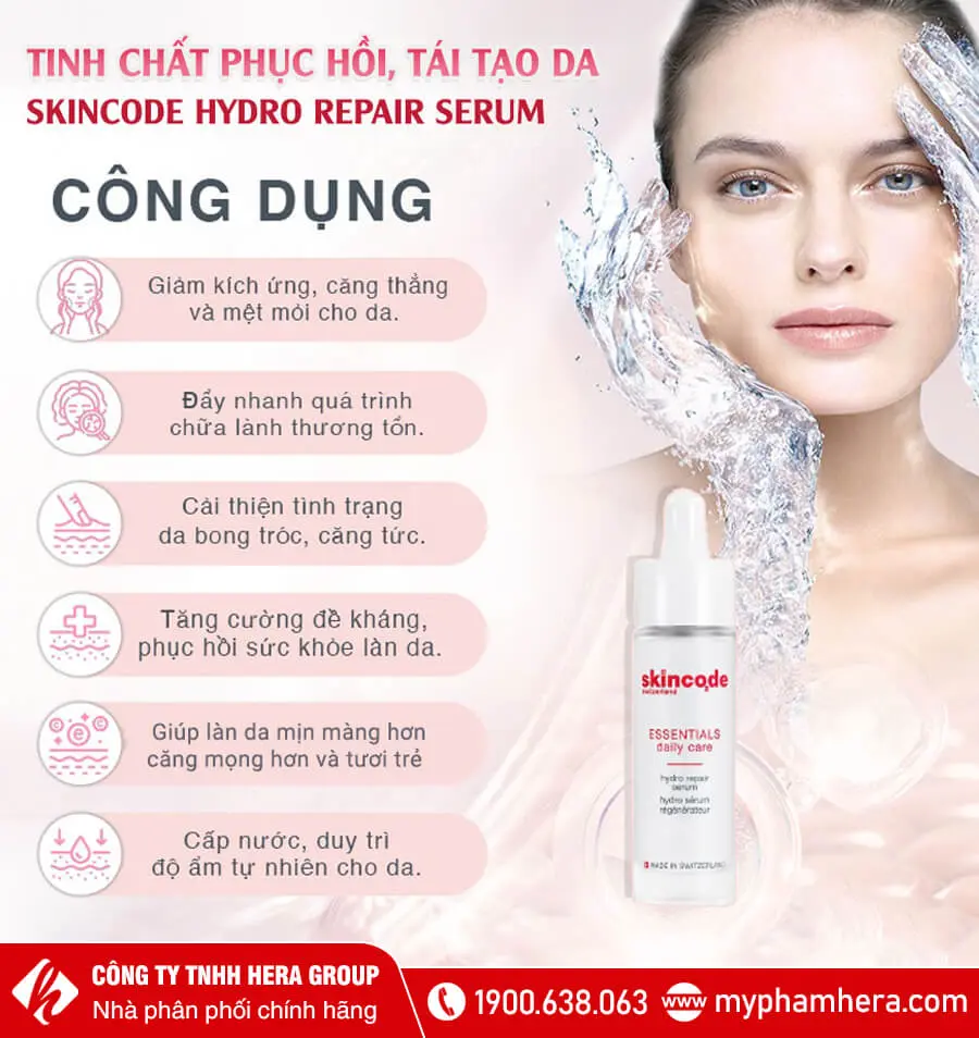 công dụng huyết thanh phục hồi các tổn thương tế bào skincode myphamhera.com