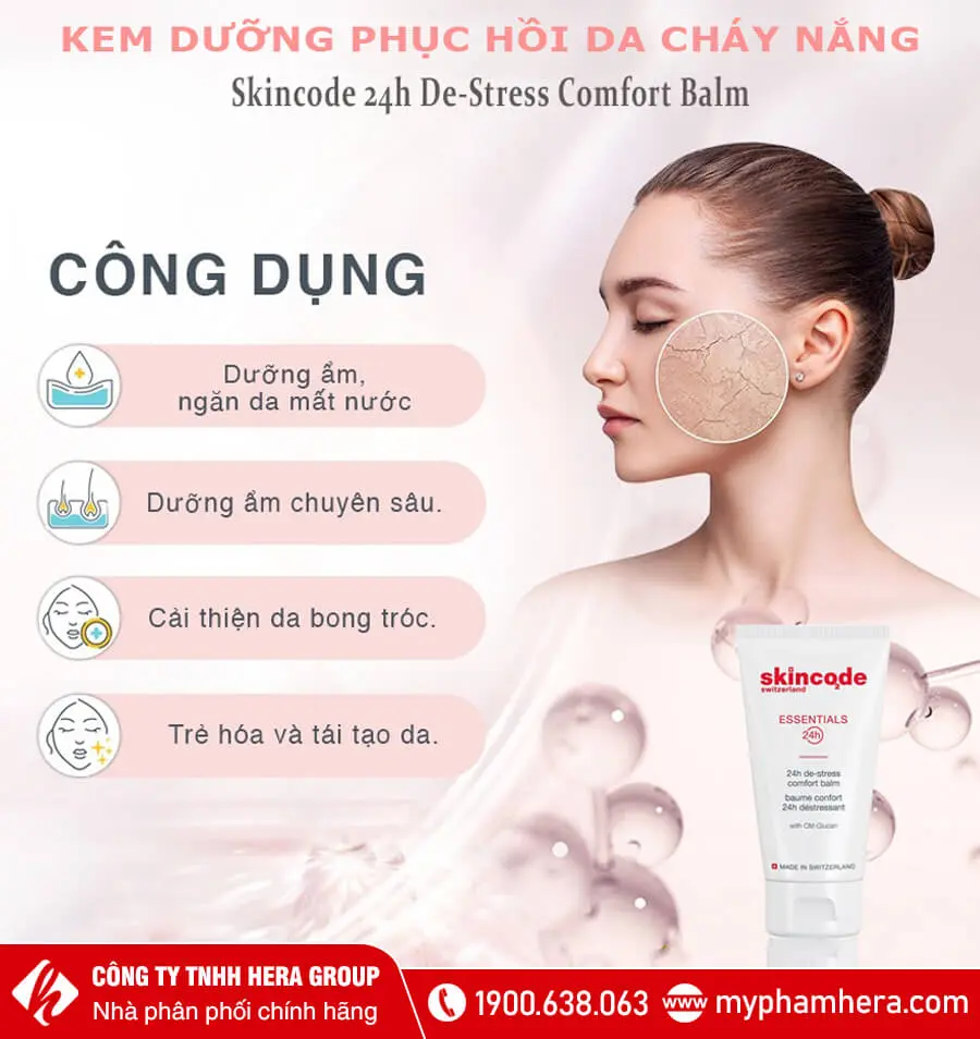 công dụng kem giảm stress tái tạo năng lượng nuôi dưỡng da 24h skincode myphamhera.com