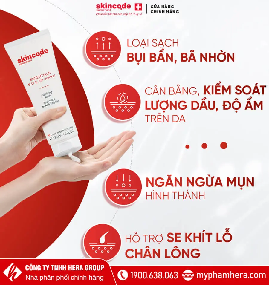 công dụng sữa rửa mặt kiềm dầu skincode myphamhera.com