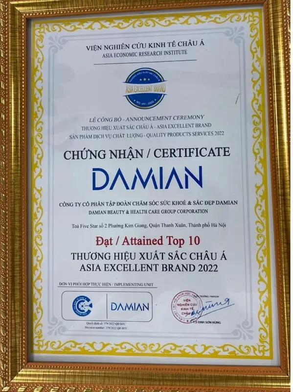 giấy chứng nhận viên uống Damian