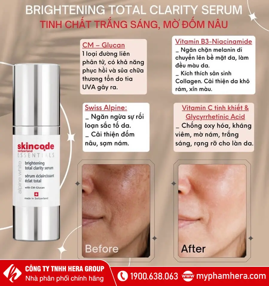 huyết thanh dưỡng trắng giảm nám skincode myphamhera.com