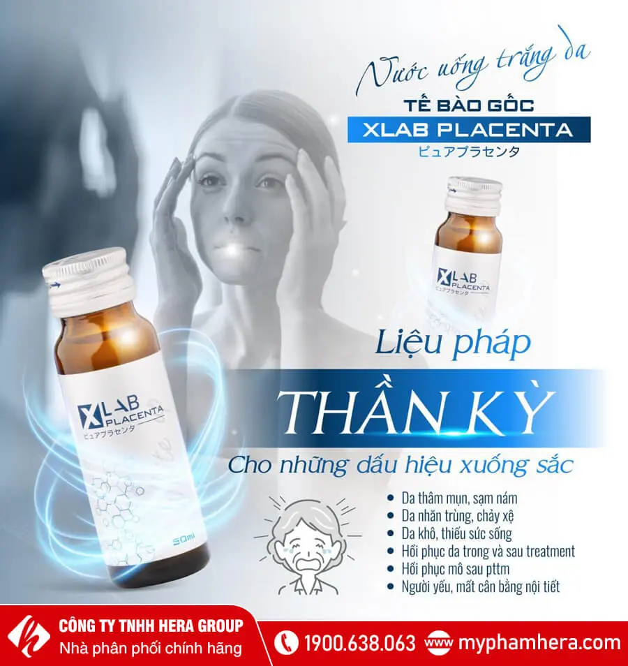 nước uống trắng da tế bào gốc Xlab Placenta myphamhera.com